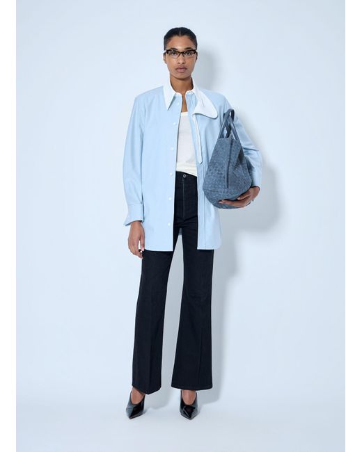Bottega Veneta Blue Asymmetrical Collar Long-Sleeve Shirt
