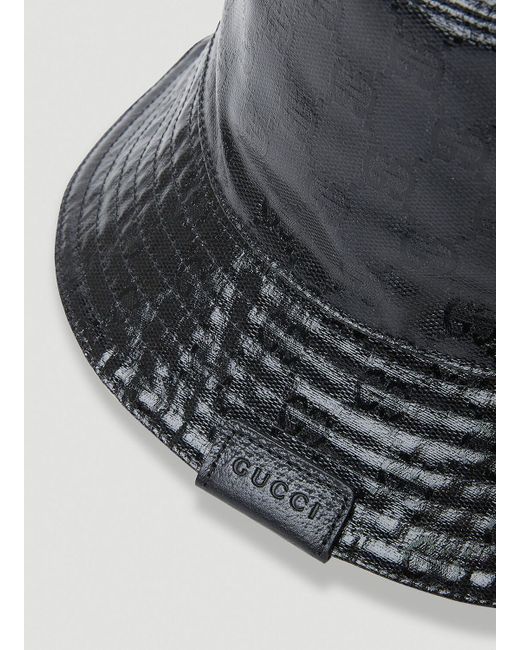Gucci Black Gg High Shine Bucket Hat for men