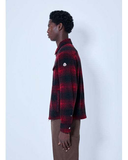 Moncler Red Checked Zip-Front Jacket for men