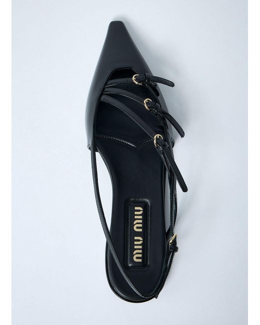 Miu Miu White Patent Leather Slingback Ballerina Flats
