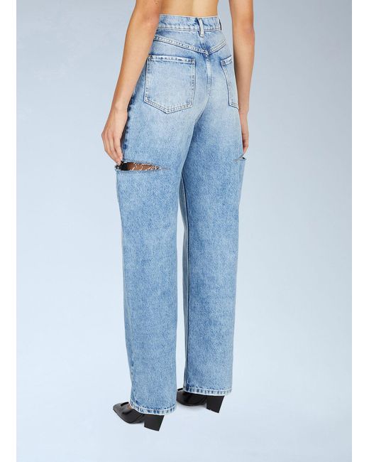 Maison Margiela Blue High-Rise Distressed Denim Jeans