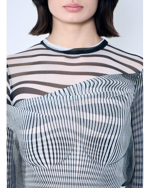Jean Paul Gaultier Blue Double-Layer Mesh Bodysuit