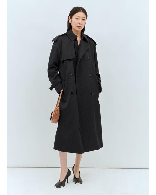 Burberry Black Long Wool Trench Coat