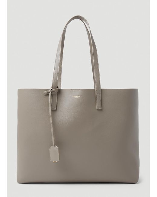 Saint Laurent Gray Leather Shopping Tote Bag