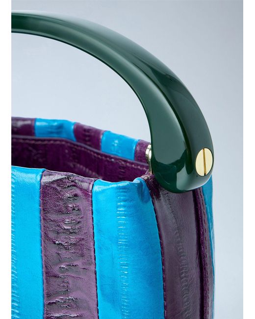 Dries Van Noten Blue Striped Handle Handbag
