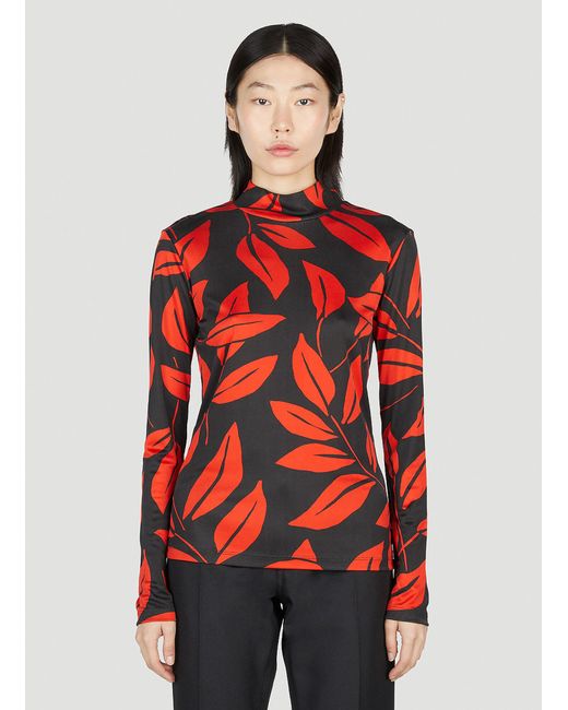 MERYLL ROGGE Red Leaf Print Top