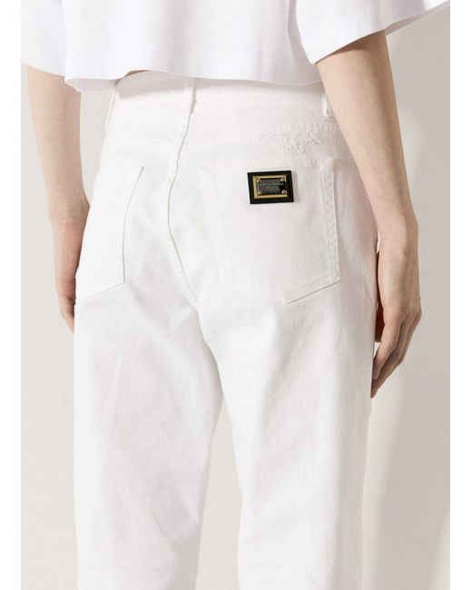 Dolce & Gabbana Natural Distressed Five-pocket Jeans