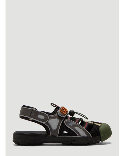Gucci Tinsel Sandals In Black And Grey for men