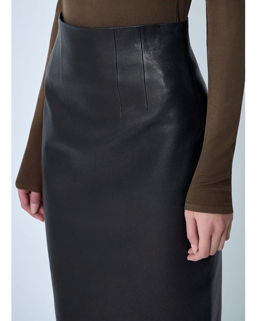 Khaite Black Loxley Leather Skirt