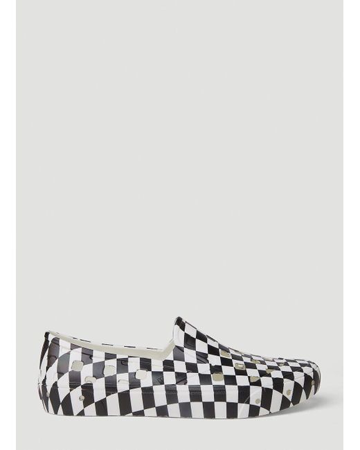 Vans White Trk Checkerboard Slip Ons for men