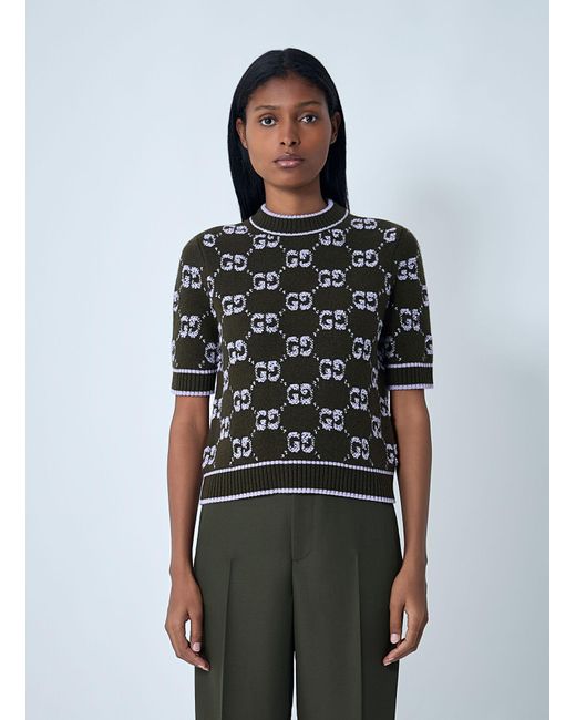 Gucci Multicolor Gg Jacquard Wool Bouclã Sweater