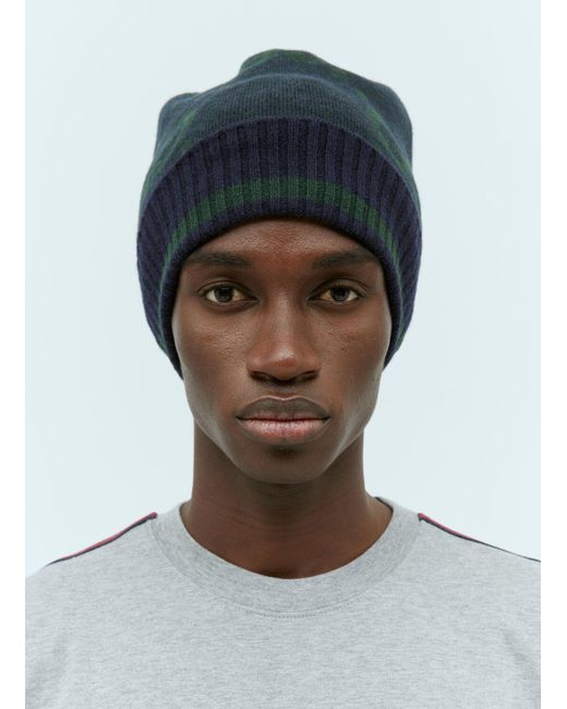Gucci Blue Gg Cashmere Jacquard Beanie Hat for men