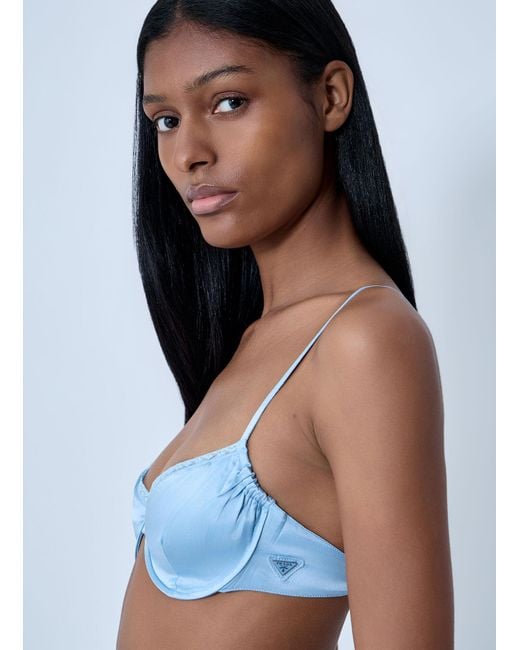 Prada Blue Silk Bralette