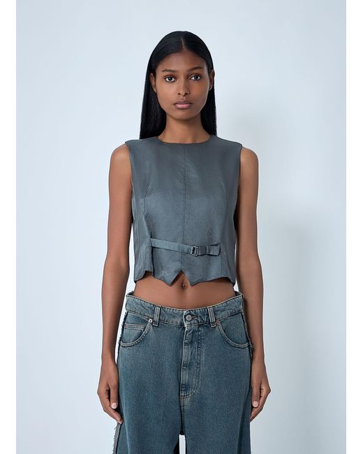 MM6 by Maison Margiela Blue Satin Waistcoat