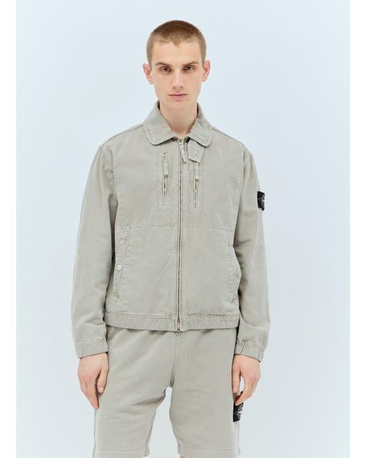 Stone Island Gray Zip-up Canvas Jacket for men