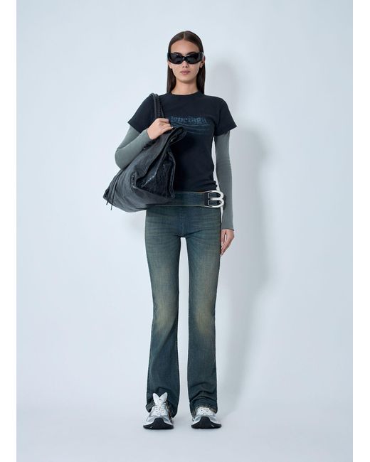 Balenciaga Blue Buckle Bootcut Pants