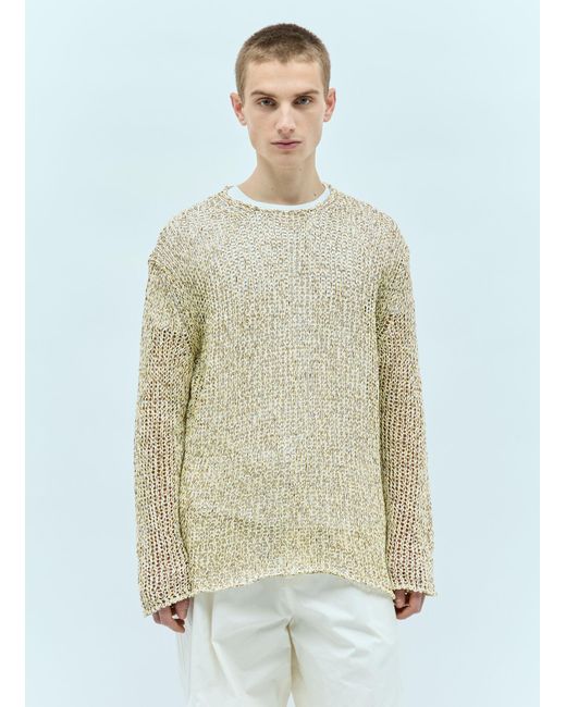 Jil Sander Yellow + Open Knit Sweater for men