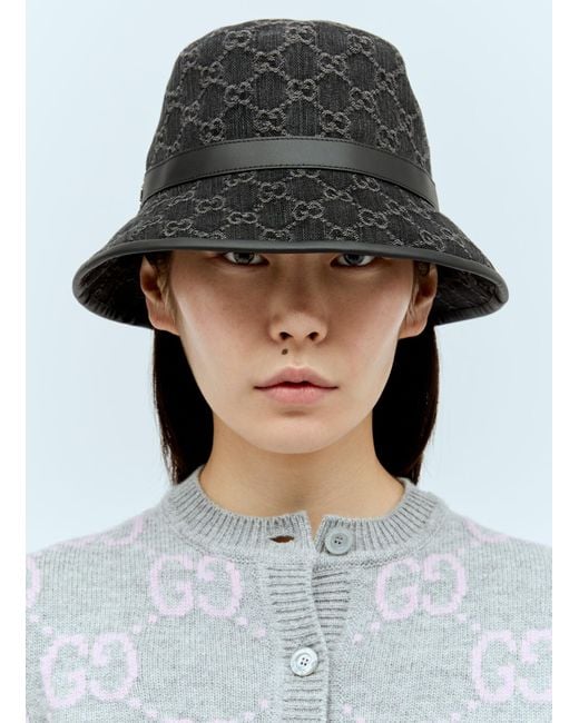 Gucci Gray Gg Denim Bucket Hat