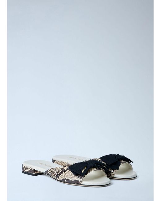 Prada Blue Textured Slide Sandals