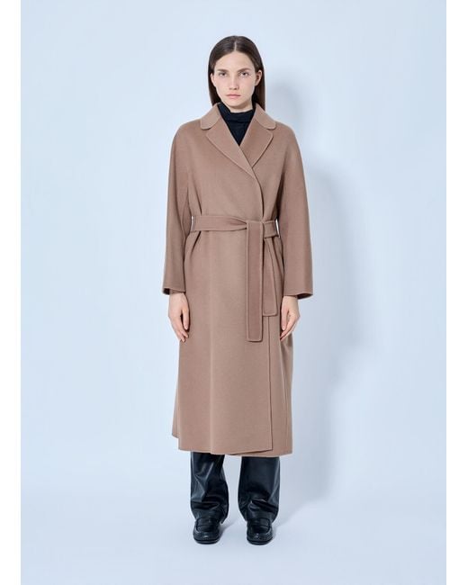 Max Mara Blue Belted Wool Blend Coat
