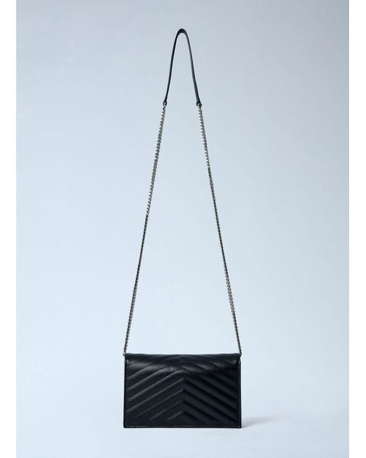 Saint Laurent Blue Cassandre Envelop Chain Wallet