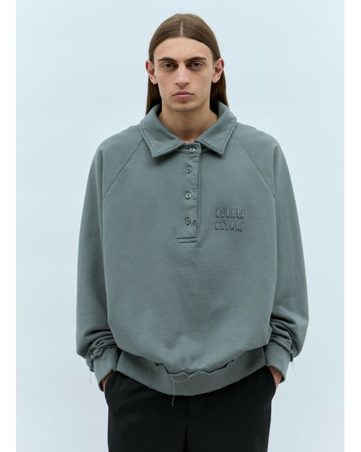 Miu Miu Gray Garment-dyed Cotton Fleece Sweatshirt for men