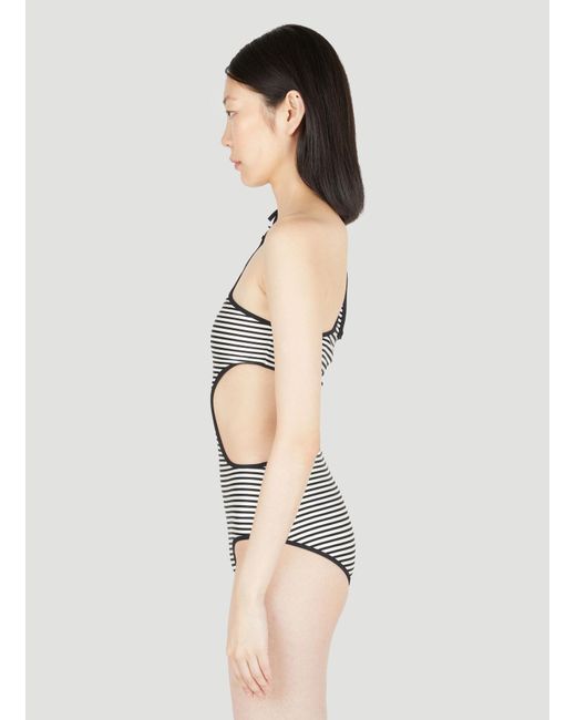 Gucci White Sparkling Jersey Cut-out Swimsuit