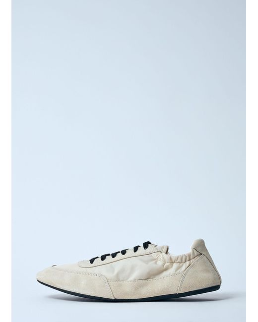 Prada White Collapse Re-Nylon And Suede Sneakers