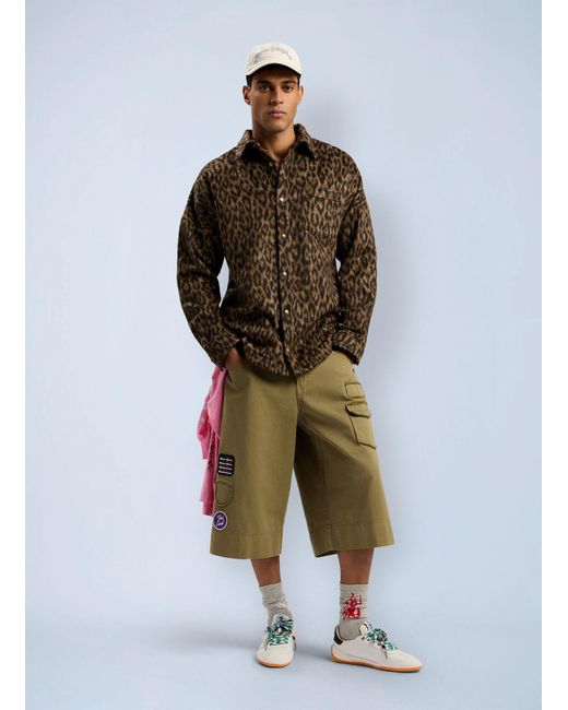 Palm Angels Natural Military Patch Bermuda Shorts for men
