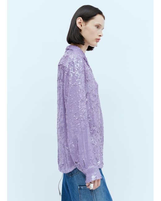 Dries Van Noten Sequin Embellished Shirt in Purple | Lyst