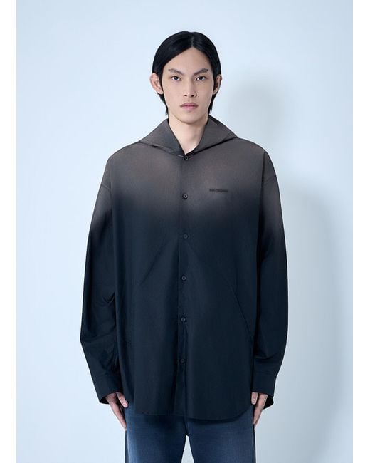 Balenciaga Blue Hooded Shirt for men