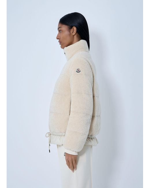 Moncler White Cedre Teddy Down Jacket