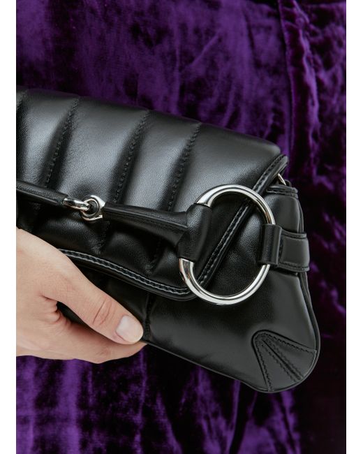 Gucci Gg Horsebit Chain Small Shoulder Bag in Black