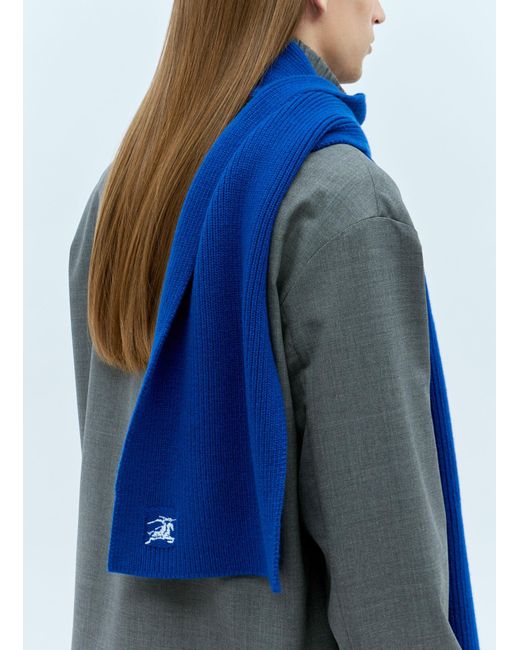 Burberry Blue Ribbed Cashmere Scarf for men