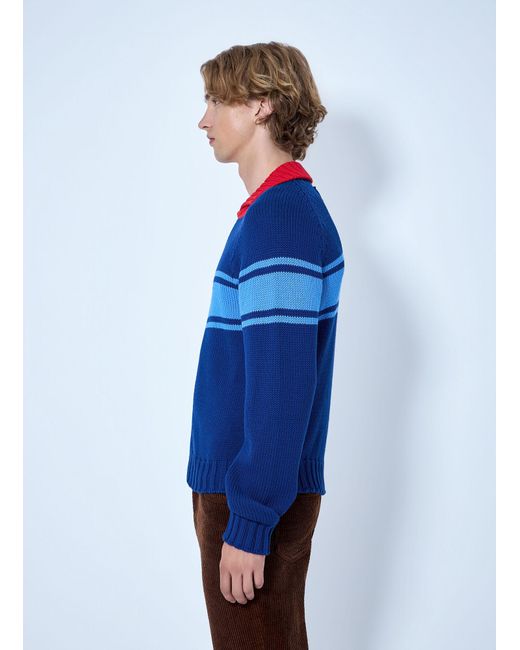 Marni Blue Zip-Up Knit Cardigan for men