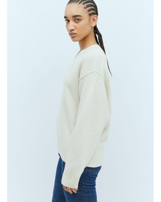 Totême  White V Neck Wool-cashmere Sweater