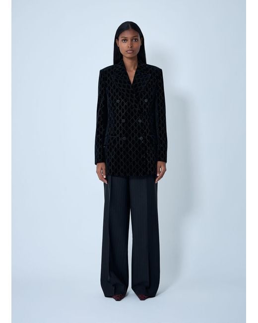 Gucci Blue Gg Velvet Blazer