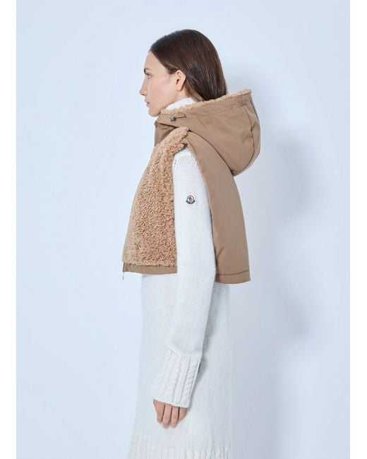 Moncler White Sherpa Hooded Overlay
