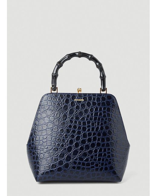 Jil Sander Leather Goji Small Square Handbag in Blue | Lyst