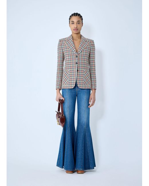Chloé White Chloã Tailored Check Wool Blazer