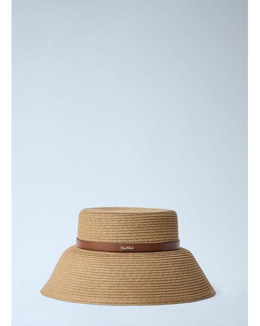 Max Mara Blue Woven Straw Hat