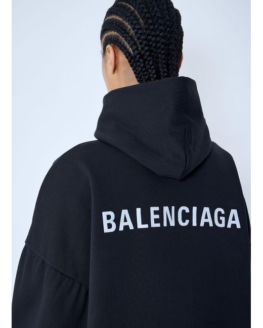 Balenciaga Blue Logo Motif Hooded Sweatshirt