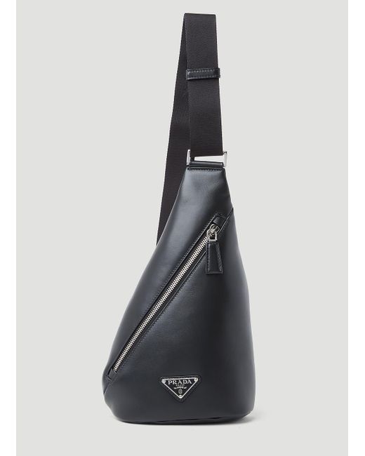 Prada Black Cross Leather Crossbody Bag for men
