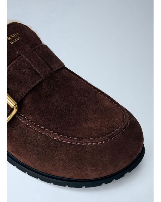 Prada White Suede Mules