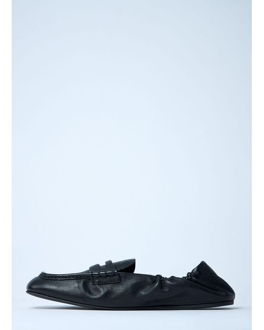 Miu Miu White Logo Motif Leather Loafers