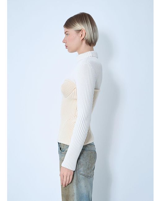 Jean Paul Gaultier White Ribbed Wool Sweater