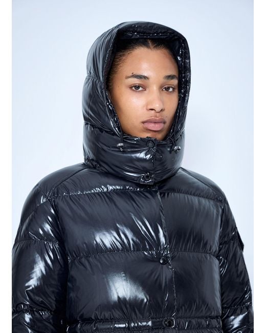 Moncler Blue Cavettaz Hooded Long Down Jacket