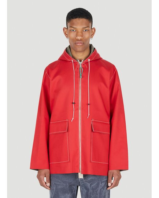 Camiel Fortgens Cotton Hooded Rain Jacket in Red for Men | Lyst