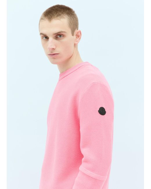 Moncler Pink Crewneck Sweater for men
