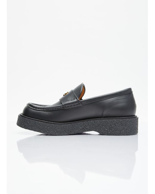 Gucci Black Logo Plaque Leather Loafers for men